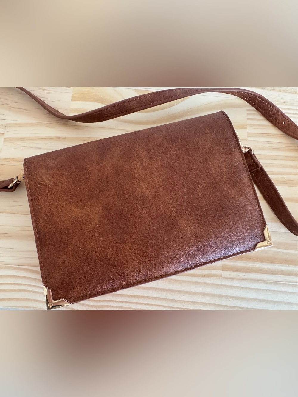 Urban Expressions Brown Faux Leather Crossbody Bag